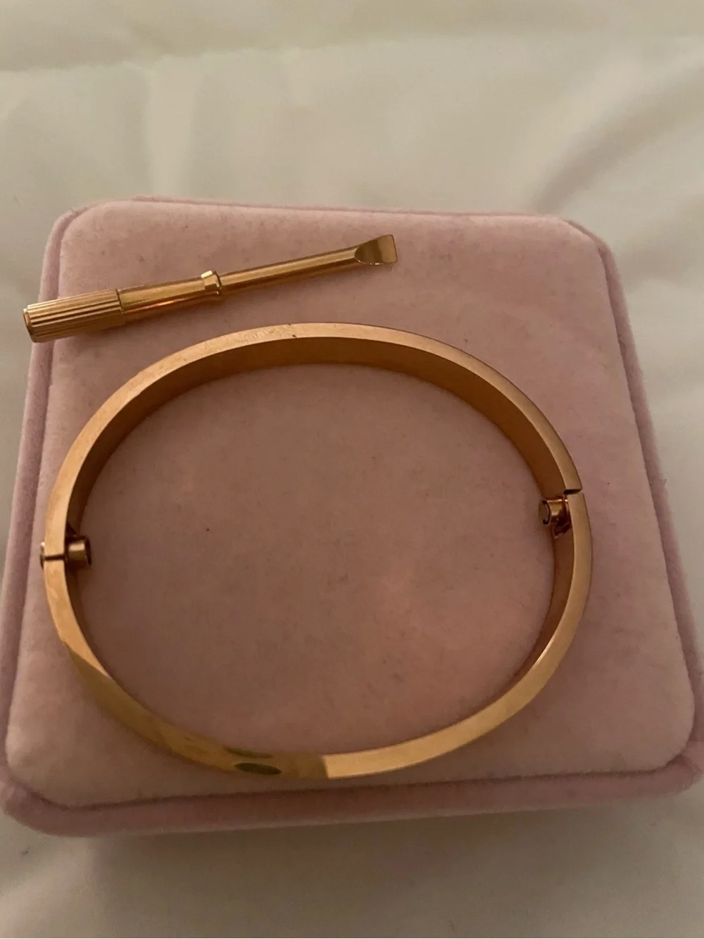 Gold Screw Motif Bangle Bracelet with Mini Screwdriver